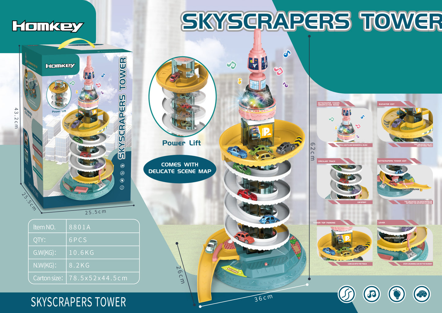 Dinosaur Mountain Track Car Adventure Aparcamiento Juguete para niños de 3 a 4 años 