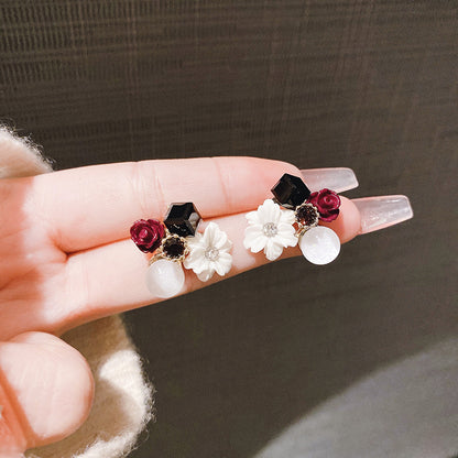 Pendientes de flores de cristal morado 