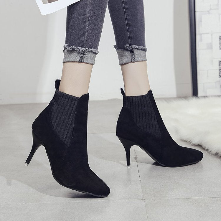 Suede Bare Boots High Heel Martin Boots