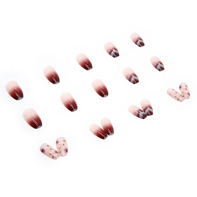 Short Ballet Hill Camellia Wearable Nail Stickers Removable