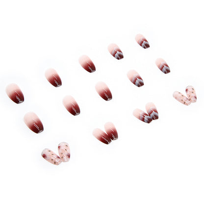 Short Ballet Hill Camellia Wearable Nail Stickers Removable