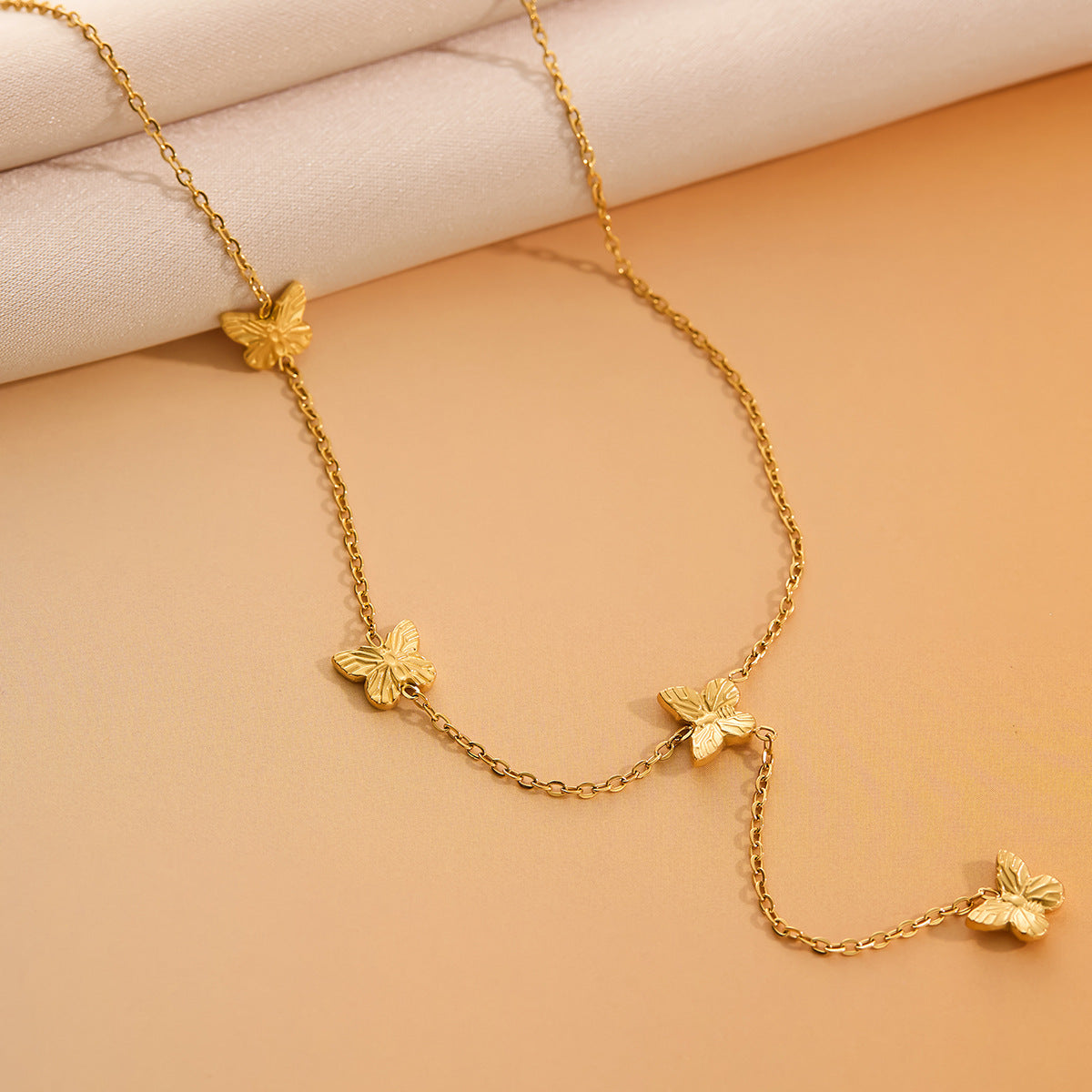 18K-Plated Butterfly Tassel Clavicle Necklace