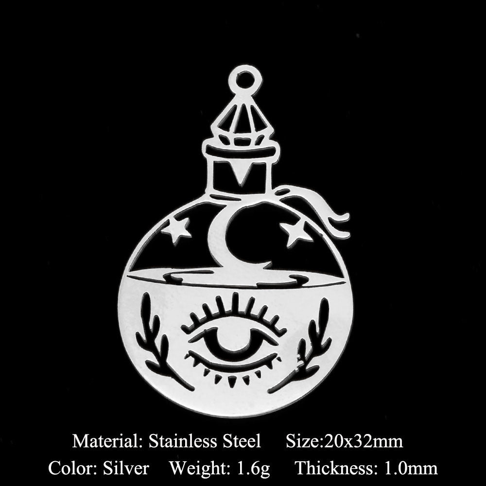 5Pcs/Pack Stainless Steel Cobweb Lightning Magic Bottle Pendant