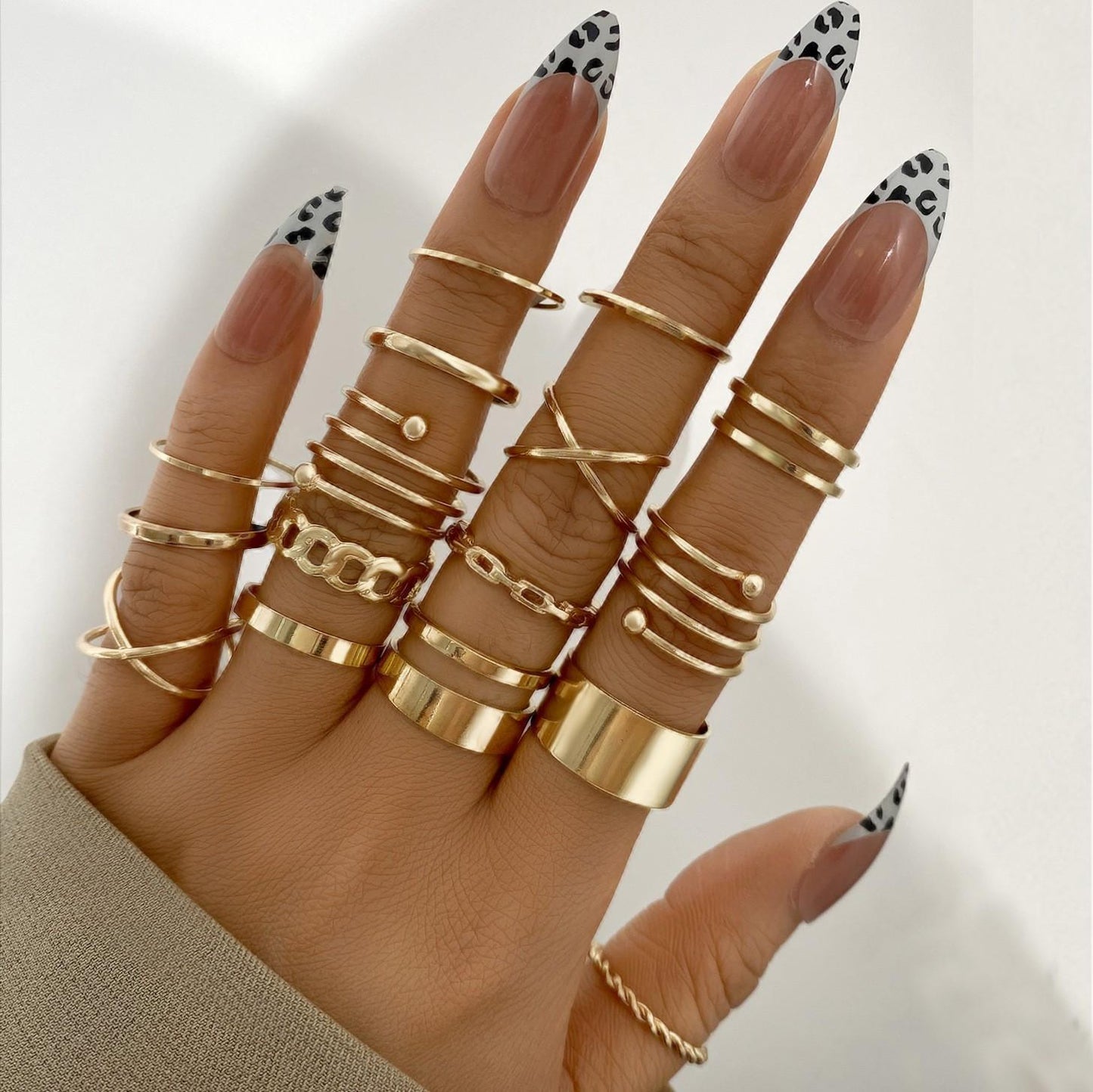 16Pcs Chain Ring Set