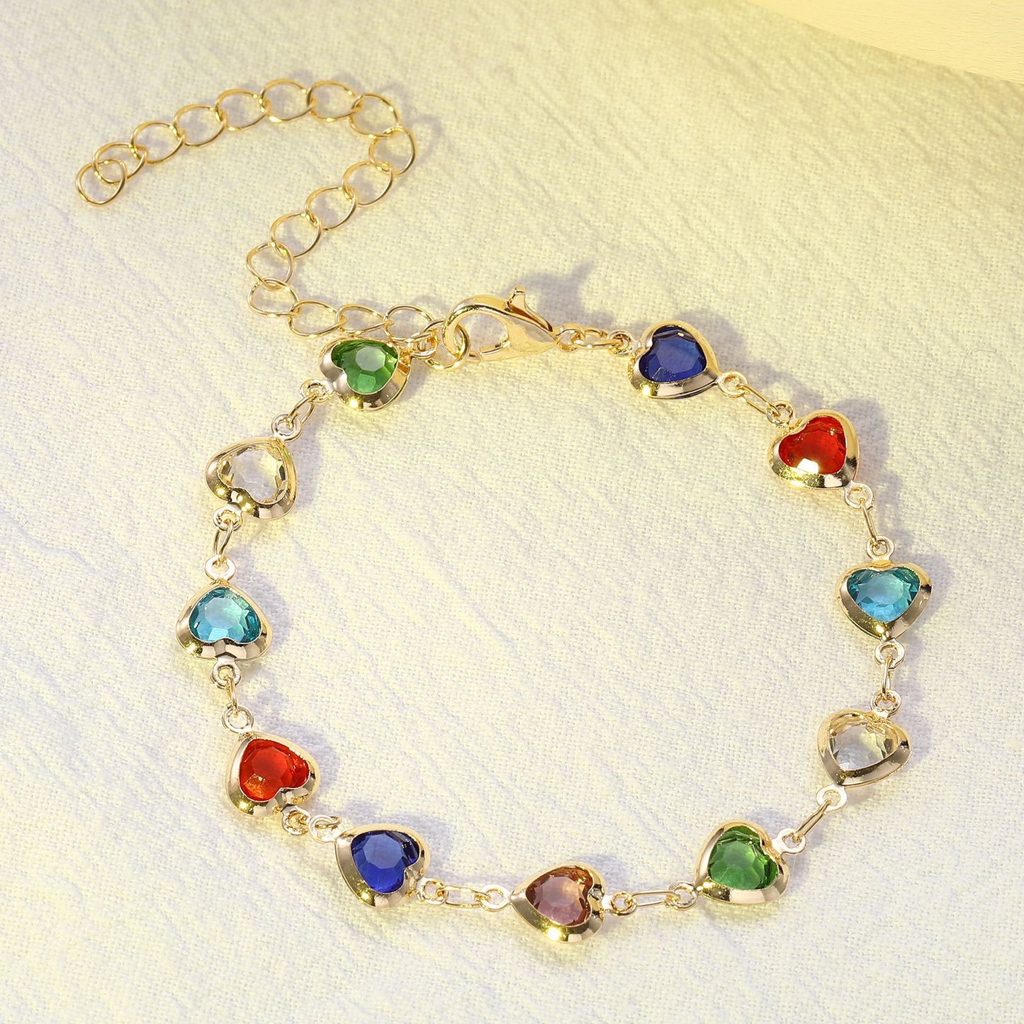 Colorful Zircon Heart Bracelet