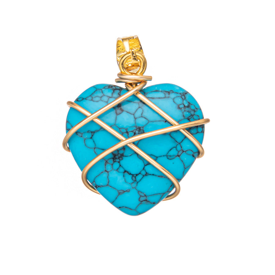 Crystal Agate Gemstone Silk Heart Pendant