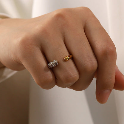 Anillo abierto de diamante blanco 