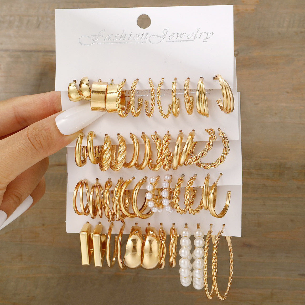 Twist Imitation Pearl Earring Set (24-Piece)