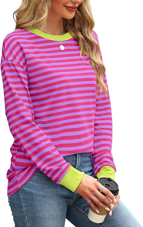 Striped long-sleeved top