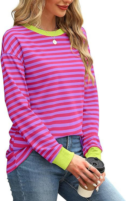 Striped long-sleeved top