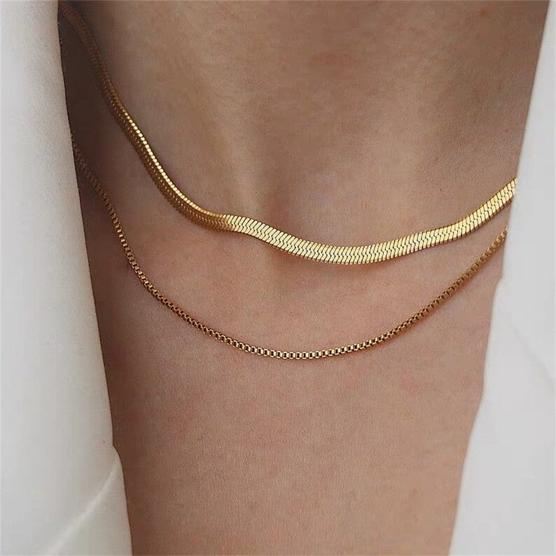 Stacked Snake Chain Necklace for Women