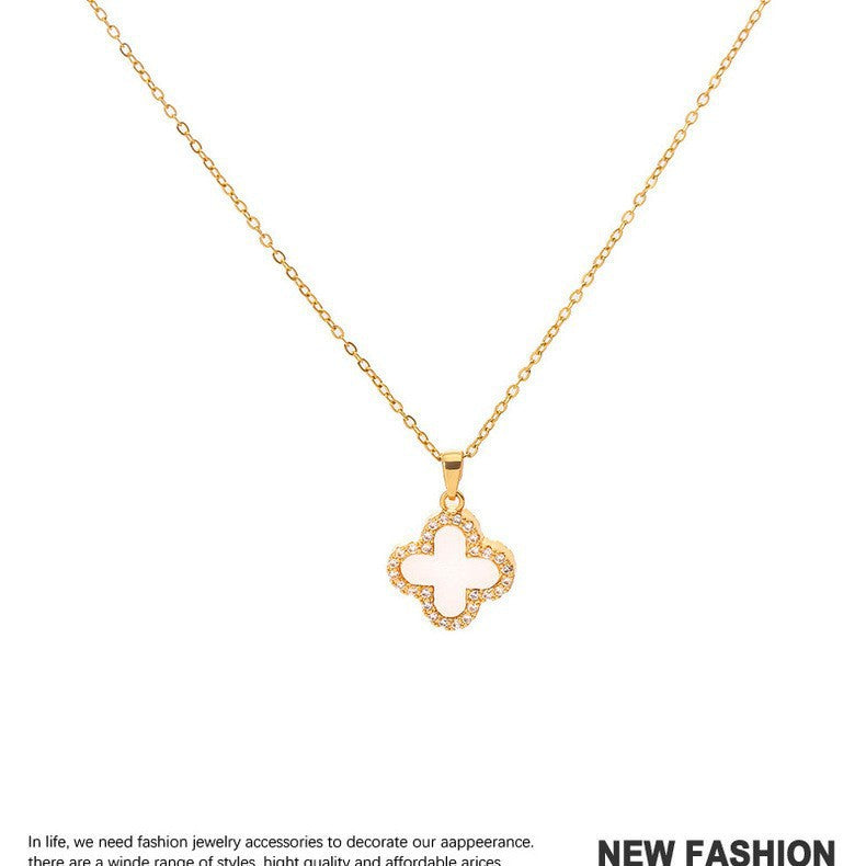 Women's Pavé Crystal Four-Leaf Clover Silver-Plated Necklace