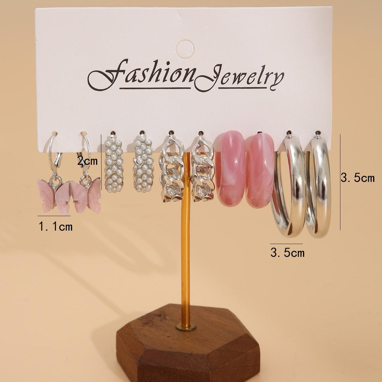 5-Piece Pink Acrylic & Pearl Earring Set