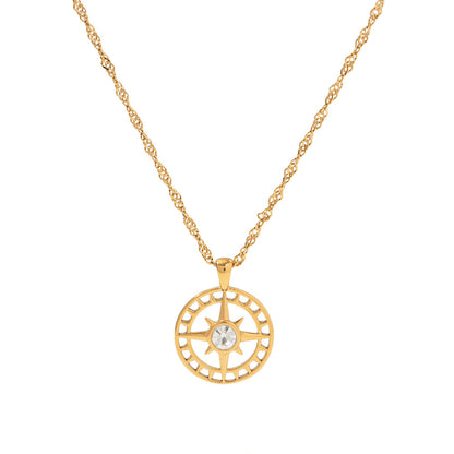 18K Gold Zircon Pendant Necklace