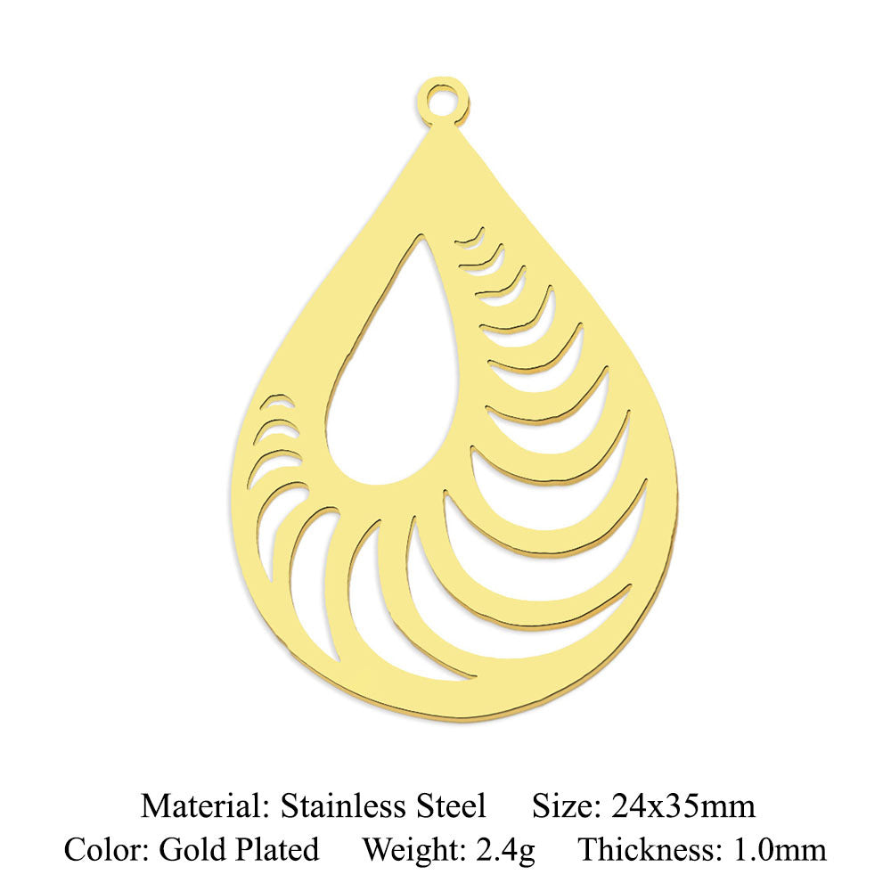 5 pcs/pack geometric square titanium steel pendant ginkgo biloba DIY