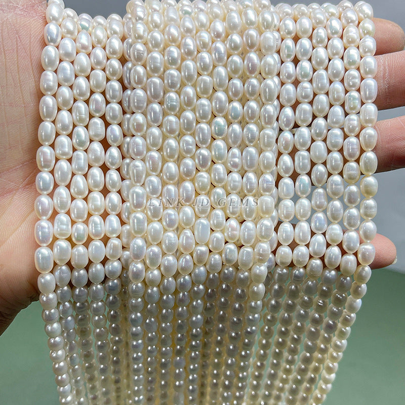 5Mm high gloss micro thread natural freshwater pearl