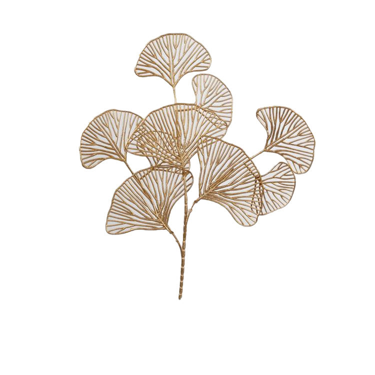 Golden 3-pronged fan blade simulated ginkgo leaf fake leaf