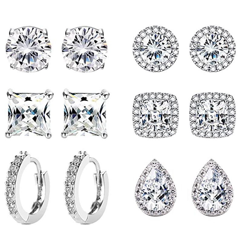 Temperamental diamond teardrop-shaped four-claw earrings