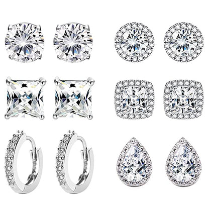 Temperamental diamond teardrop-shaped four-claw earrings