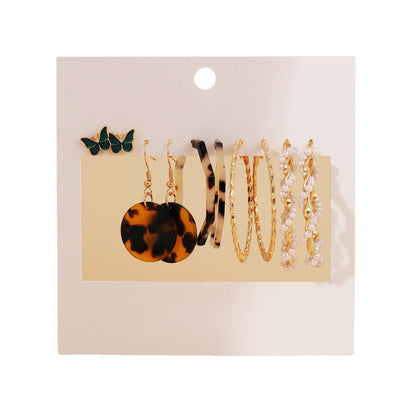 Green Oil Drop Butterfly Acrylic Pearl Earrings