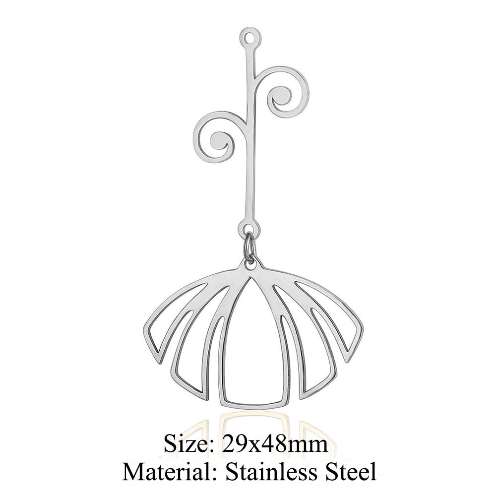 5 pcs/pack flower fringed titanium steel pendant