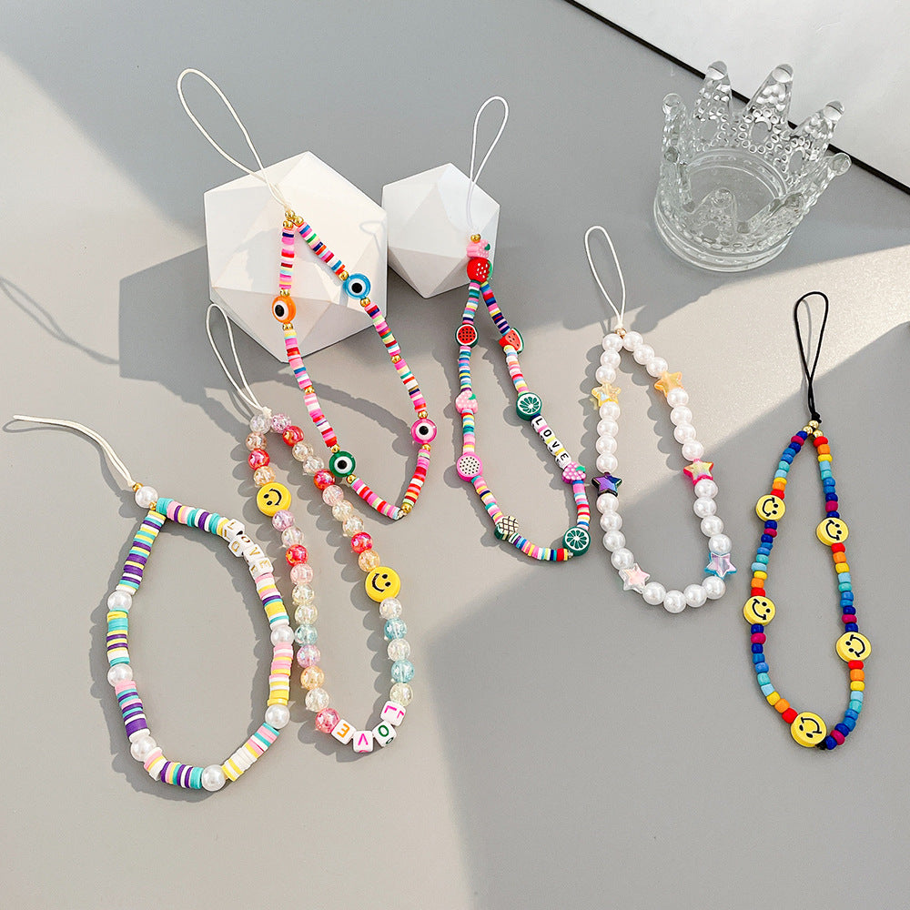 Beaded Soft Pottery Phone Lanyard