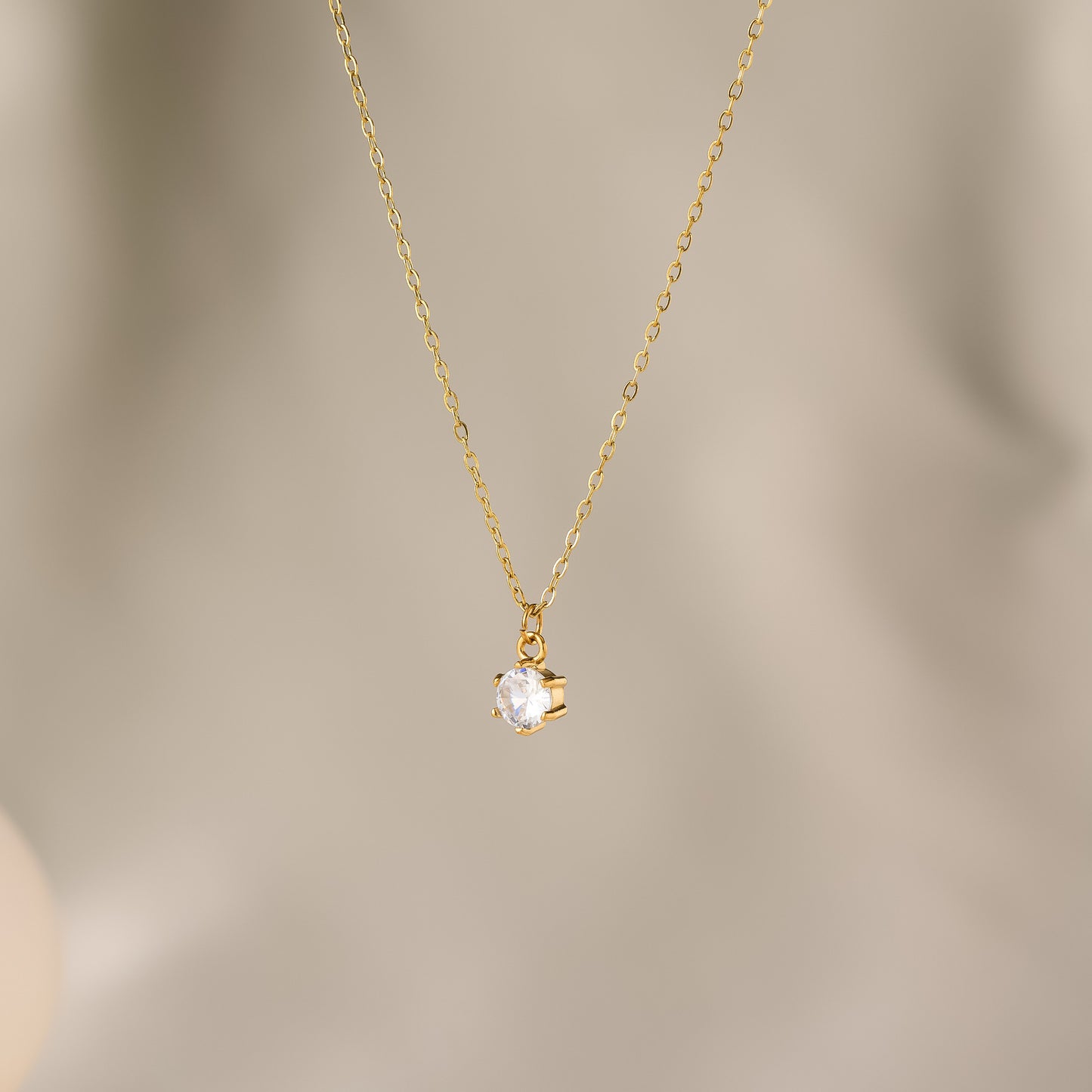 Titanium Steel Single Diamond Necklace