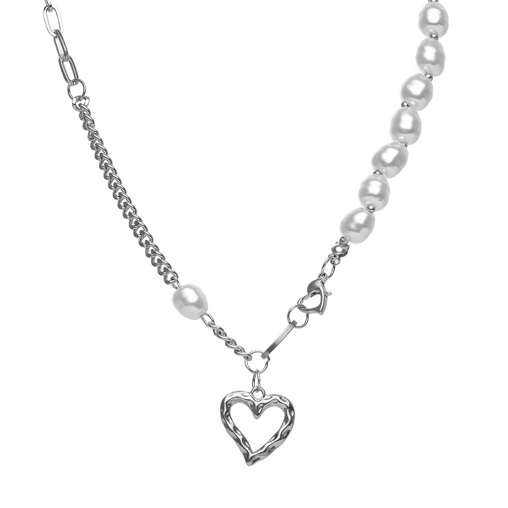 Asymmetrical Silver Love Pendant Necklace