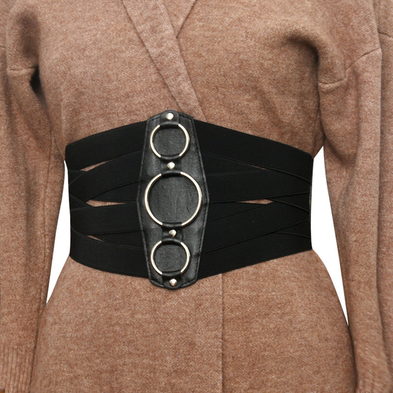 Retro extra wide elastic belt