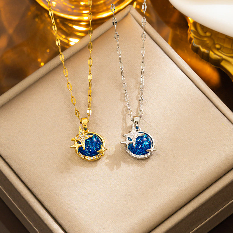 Cosmic Planet Necklace, Minimalist Asteroid Choker for Women