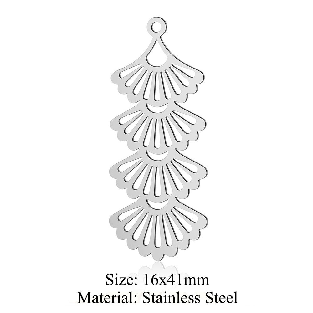 5pcs/pack of ginkgo biloba titanium steel pendant