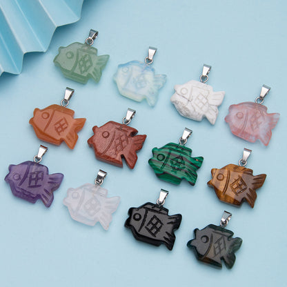 Colgante de pez tallado en cristal personalizado pez pequeño 