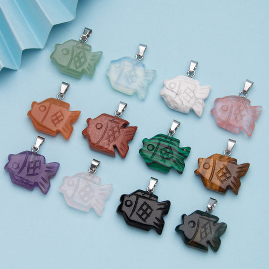 Colgante de pez tallado en cristal personalizado pez pequeño 
