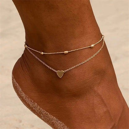 Oval Bead Double Layer Anklet
