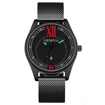 Quartz watch fashion mesh belt watch men