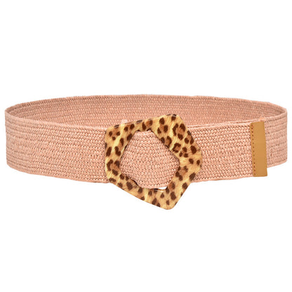 Round Braided Resin Buckle Ladies Belt