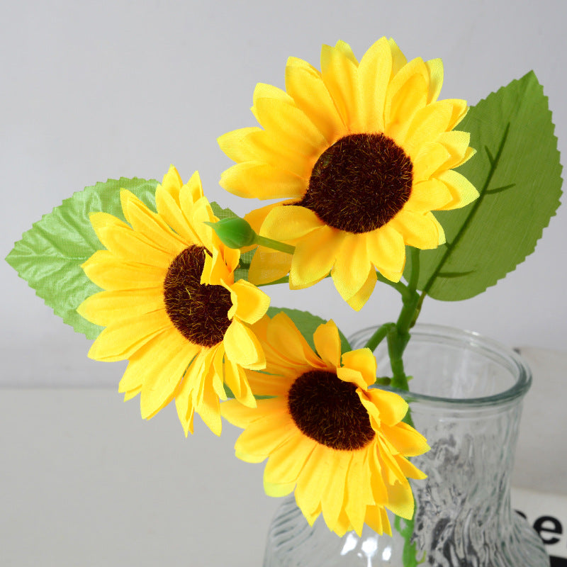 3 Sunflowers Simulation Flowers Silk Fabric Sun Bouquet