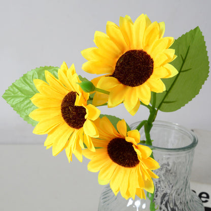 3 Sunflowers Simulation Flowers Silk Fabric Sun Bouquet