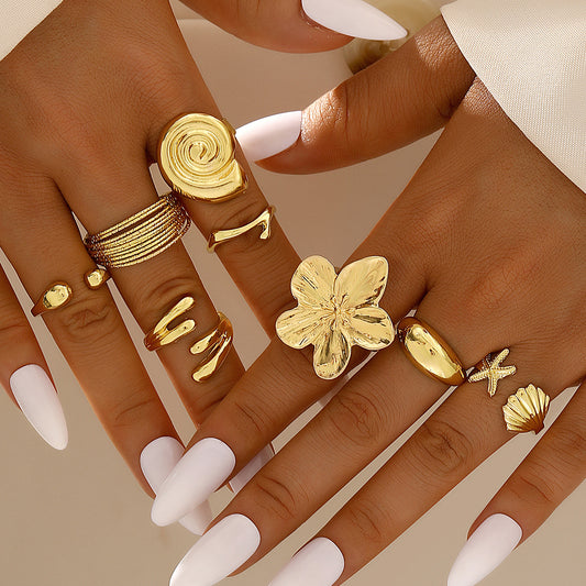 Bohemian Starfish Fashion Ring Set