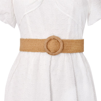 Grass braided women's belt elastic