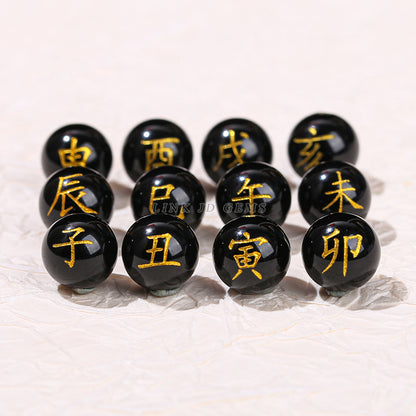 Onyx zodiac bronzing round beads loose beads