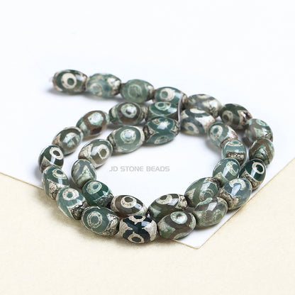 8 * 12Mm Tibetan Buddhist beads three-eye dzi beads agate rice-shaped loose beads