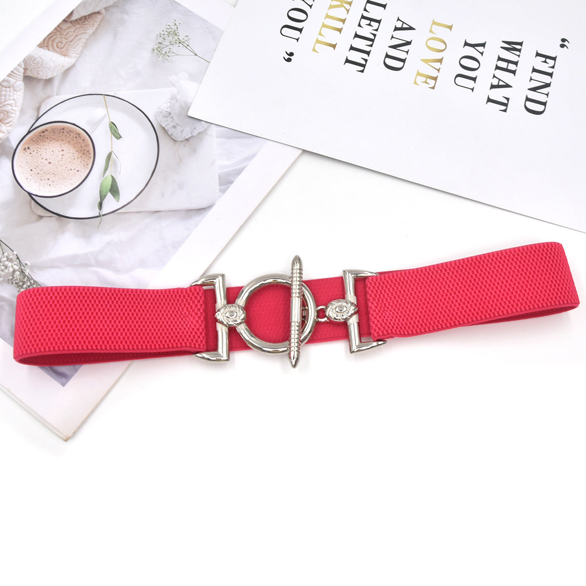 Hook buckle women's elastic belt