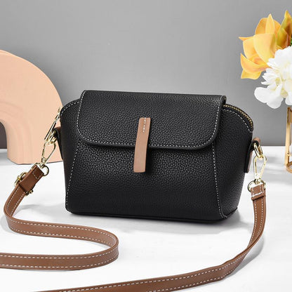 Double-layer solid color buckle shell bag