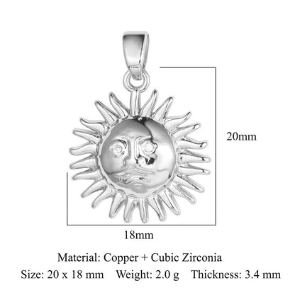 Colgante de cobre y circonita con forma de sol, luna y estrellas 