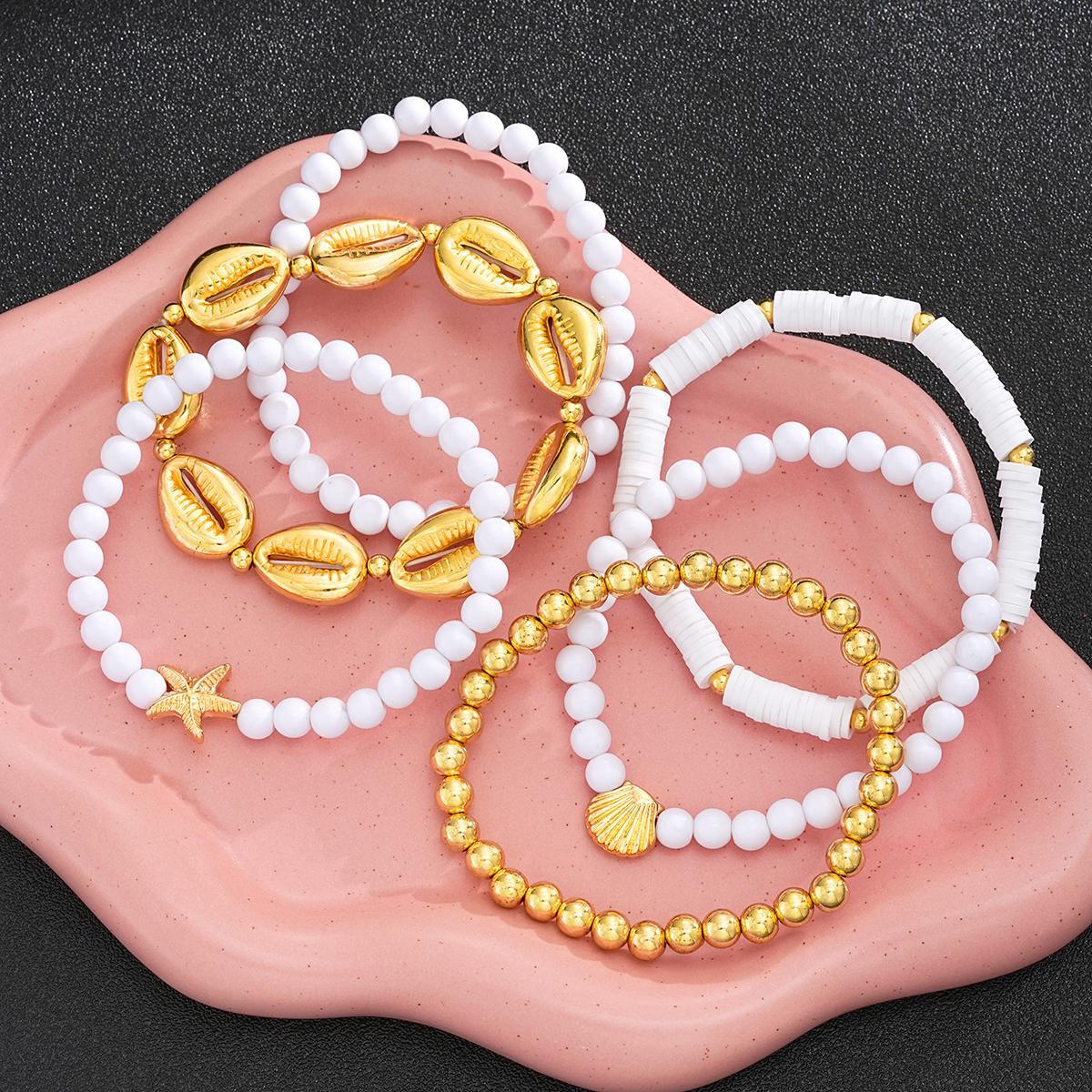 Starfish & Shell Beaded Bracelet Set
