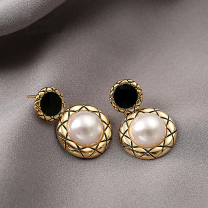 Pendientes vintage dorados texturizados con fragancia de viento de primera calidad 