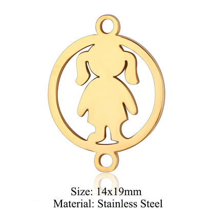 5 pcs/titanium steel jewelry pendant family baby feet