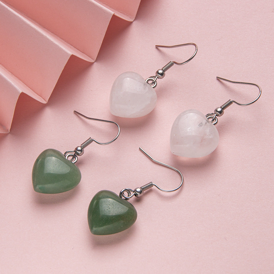 Brincos de coração de cristal em aço inoxidável 