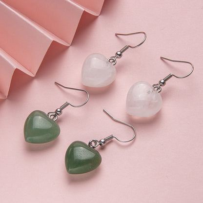 Brincos de coração de cristal em aço inoxidável 